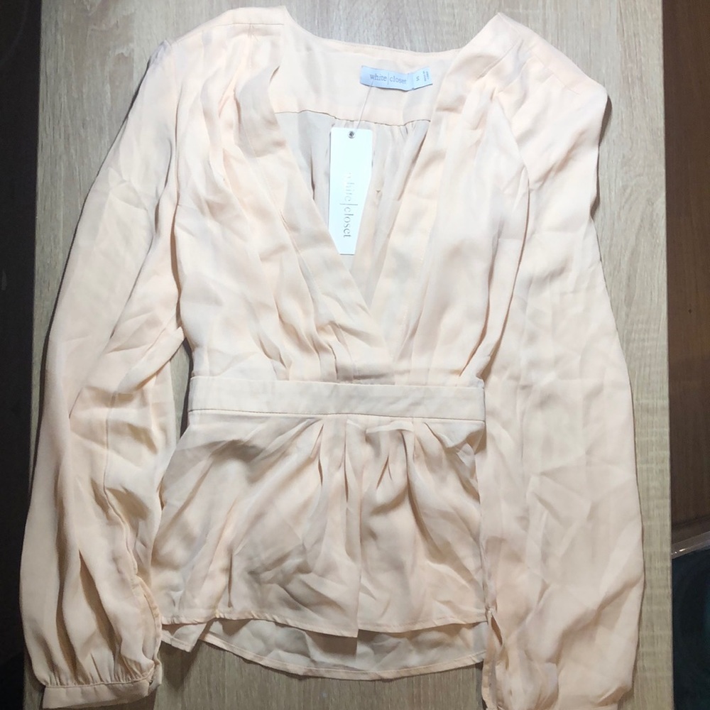 White Closet Blush Sheer Blouse